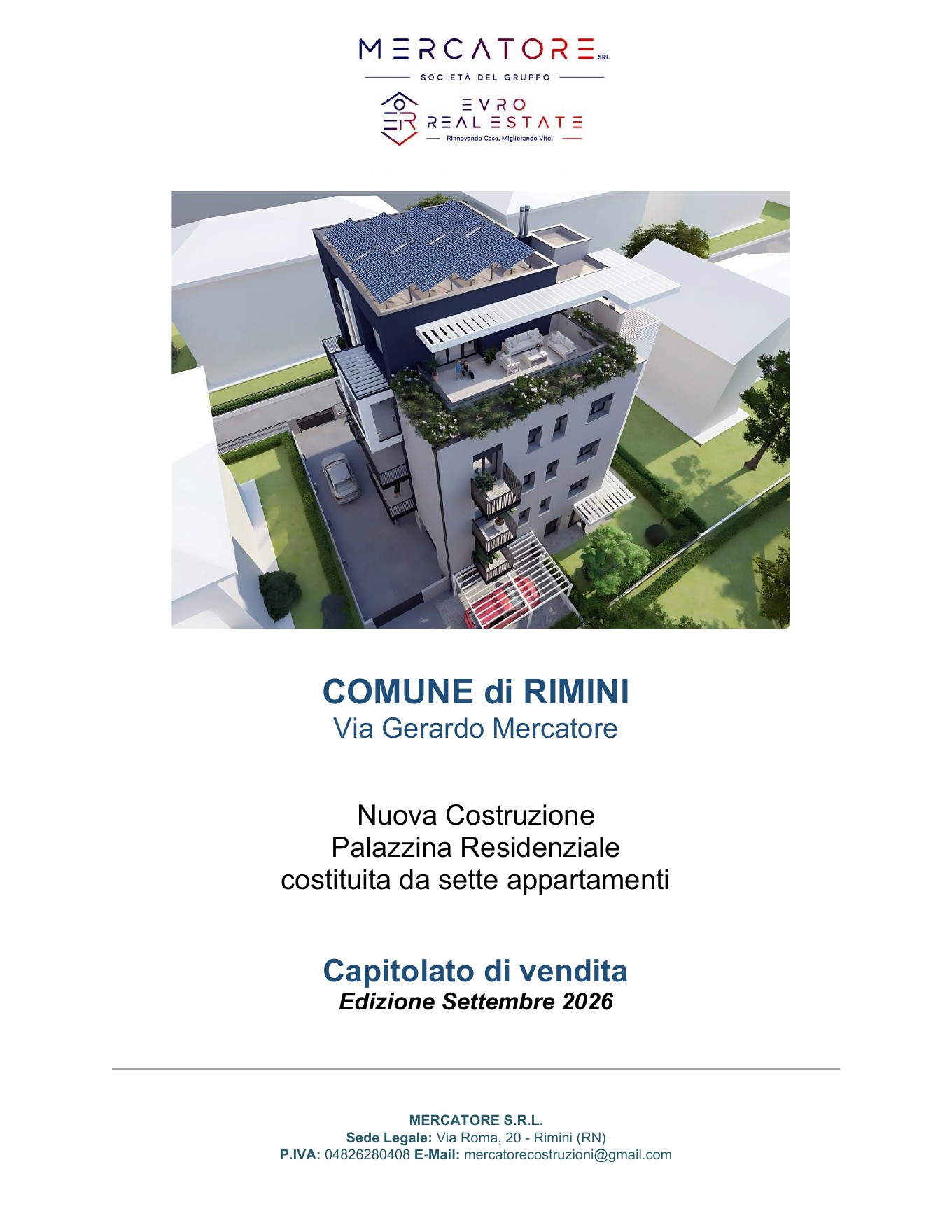 Copertina ufficiale del capitolato di vendita di Residenza Katherine, edizione settembre 2026
